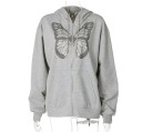Sweatshirt feminina com borboleta cinza P2457 1