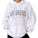 Sweatshirt feminina com capuz e bolsos Sweatshirt lisa em poliéster com a inscrição Los Angeles Peça de vestuário casual estilosa em várias cores 4