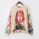 Sweatshirt feminina com estampa de rosto 2