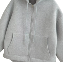 Sweatshirt feminina com fecho éclair, capuz e bolsos Sweatshirt de uma só cor em poliéster suave Peça confortável para o tempo livre em várias cores 10