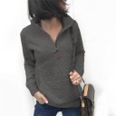 Sweatshirt feminina com padrão de losangos acolchoado Fecho até ao peito Gola alta Bolso canguru Manga longa Bainha canelada 6