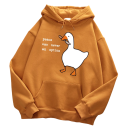 Sweatshirt masculina com capuz e bolsos Sweatshirt unicolor com estampa de pato com faca e a frase Peace Was Never an Option Modelo de poliéster estiloso 8