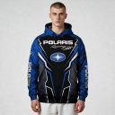 Sweatshirt masculina com capuz e cordão ajustável e mangas longas com estampa total em estilo de corrida azul e preto 2