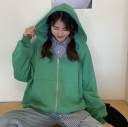 Sweatshirt oversized feminina com fecho éclair e capuz 4