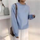 Sweatshirt oversized feminina sem capuz com decote redondo Ombros caídos Mangas longas com punhos canelados Algodão e poliéster 8