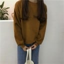 Sweatshirt oversized feminina sem capuz com decote redondo Ombros caídos Mangas longas com punhos canelados Algodão e poliéster 9