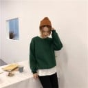 Sweatshirt oversized feminina sem capuz com decote redondo Ombros caídos Mangas longas com punhos canelados Algodão e poliéster 10
