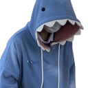 Sweatshirt unissexo com capuz com dentes e olhos de tubarão 7