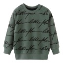 Sweatshirt verde para rapazes com inscrições e decote redondo 1