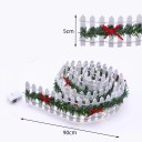 Świąteczny drewniany płot 90 cm x 5 m Świetlna dekoracja świąteczna z lampkami Mały wewnętrzny ozdobny płot z drewna do świątecznych aranżacji 2
