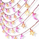 Świecący łańcuch z gwiazdkami i księżycami 20 diod LED Długość 3 m Na baterie AA Różowe i ciepłe światło Dekoracja do pokoju dziecięcego 1