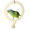 Swing for Parrots and Other Birds Circle Made of Braided Cotton Rope Knot with Tassel Metal Carabiner for Hanging Dimensions 26 x 16 cm 2