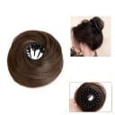 Syntetický drdol s elastickou kruhovou sponou vlasový doplněk pro rychlý účes a vytvoření objemného drdolu 3