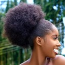 Syntetický příčesek afro drdol se stahovací šňůrkou a hřebínky, kudrnatá paruka pro upravený účes, vlasový doplněk pro ženy 3