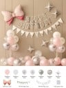 Syntymäpäiväkoriste girlandit ja ilmapallot Happy Birthday 36 kpl Lateksi- ja foliopallot vaaleanpunaiset valkoiset hopeiset juhlaväri 2