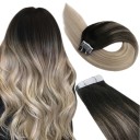Système de bandes adhésives pour extensions et épaississement de cheveux 20 pcs 45 cm cheveux naturels humains avec bande adhésive pour coiffure 4