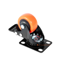 Système de roulettes pivotantes avec frein 113×71×52×24 mm, noir avec roulette orange, 4 pièces par set, y compris le matériel de montage 4