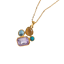 Système multichromatique collier et boucles d'oreilles Acier inoxydable Bijoux colorés modernes pour femmes port quotidien 3