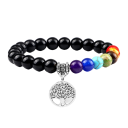 Syv chakra armbånd med obsidianperler 3