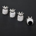 Szelepsapkák készlet koronával és csillogó kövekkel 4 db Díszes szelepsapkák Méret 1,9 x 1,5 cm Jellegzetes dísz a kerekekhez 7