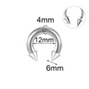 Szeptum orr piercing 4 x 12 x 6 mm Patkó alakú rozsdamentes acél hegyekkel Univerzális orr septum piercing 2