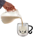 Szklany kubek z motywem kota 250–300 ml przezroczyste szkło z uchwytem 13 x 14 cm uroczy design do picia kawy, herbaty i napojów 5