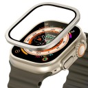 Szkło do Apple Ultra 2 49 mm hartowane szkło z metalową ramką ochronna osłona wyświetlacza wstrząsoodporna obudowa przeciw zarysowaniom do Apple Watch 5