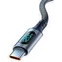 Szybki kabel do ładowania 120 W USB A do USB C 2 m nylonowy kabel z wyświetlaczem LED 6 A kabel do transmisji danych 480 Mb/s wyświetlanie napięcia 2