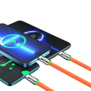 Szybki kabel ładujący 3w1 USB A do USB C + Lightning + Micro USB 1,2 m 120 W 6 A Adapter ładujący Kabel do ładowania wielu urządzeń i przesyłania 3