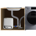 T-konektor voor de vloerafvoer van de wasmachine met dubbele aansluiting, geurafsluitend, blauw-grijs, universeel 30–46 mm, geschikt voor gootstenen en toiletten 3