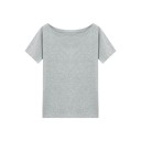 T-shirt à épaules dénudées Coupe ample Haut décontracté pour femme Style élégant et confortable T-shirt à la mode pour le travail 4