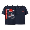 T-shirt à manches courtes avec impression de voiture de sport dans le style japonais avec soleil rouge et montagnes 10
