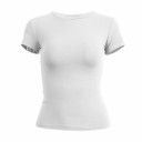 T-shirt à manches courtes pour femme, haut élastique ajusté avec col rond, couleur unie moderne, coupe ajustée, vêtements à la mode 4
