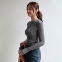 T-shirt basique à manches longues pour femmes 2