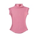 T-shirt col roulé ajusté sans manches pour femme Haut élégant à col montant Coupe slim Chemisier tendance pour le travail et le soir 3