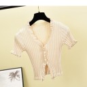 T-shirt court froncé pour femmes 14