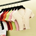 T-shirt court froncé pour femmes 1