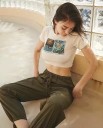 T-shirt court pour femmes avec imprimé 3