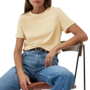 T-shirt da donna a maniche corte con taglio morbido Top semplice con scollatura rotonda Stile casual alla moda T-shirt comoda per il tempo libero 9