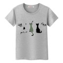 T-shirt da donna con stampa di gatti 6