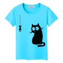 T-shirt da donna con stampa di gatto B386 2