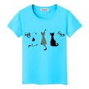 T-shirt dam med katttryck 2