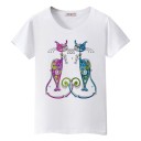 T-shirt dam med katttryck B385 1