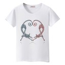 T-shirt dam med katttryck B385 2