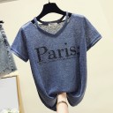 T-shirt dam med Paris-tryck 4