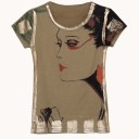T-shirt dam med porträtttryck 1