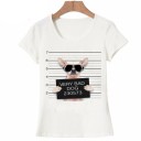 T-shirt dam med roligt djurtryck B409 3