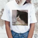 T-shirt dam med roligt katttryck 2