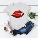 T-shirt dam med roligt muntryck 2