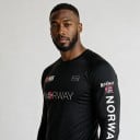 T-shirt de compression ajusté pour homme à manches longues et coupe élastique avec impression Norway et drapeaux norvégiens sur la poitrine 2